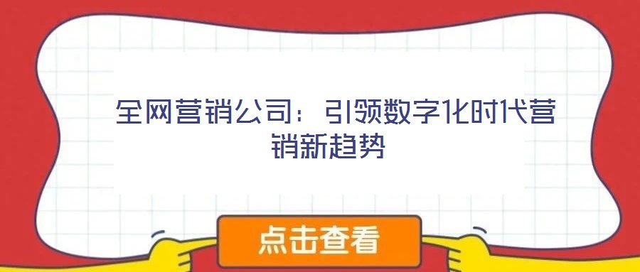 全網營銷公司:引領數字化時代營銷新趨勢