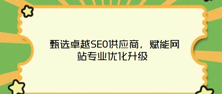 甄選卓越SEO供應商,賦能網站專業優化升級