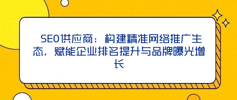 SEO供應商:構建精準網絡推廣生態,賦能企業排名提升與品牌曝光增長