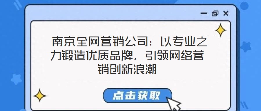南京全網營銷公司:以專業之力鍛造優質品牌,引領網絡營銷創新浪潮