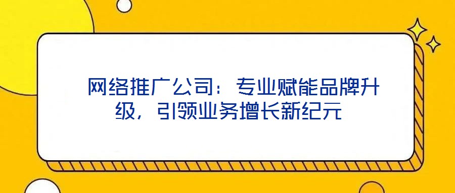  網絡推廣公司：專業賦能品牌升級，引領業務增長新紀元