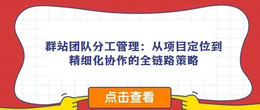 群站團隊分工管理:從項目定位到精細化協作的全鏈路策略